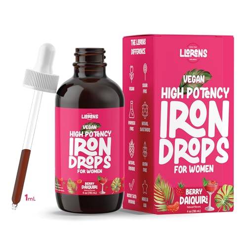 Llorens Iron Drops for Women 20mg per mL Vegan Berry Daiquiri 4 Fl Oz