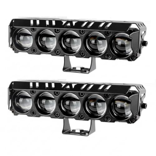 Image of AutoBizarre Car Motorcycle 12V Headlight Led Projector Lamp Dual Color Yellow White Fog Light Metal Body Spotlight Universal for All Bikes Cars SUVs etc. (5 LED, 2 Pcs)