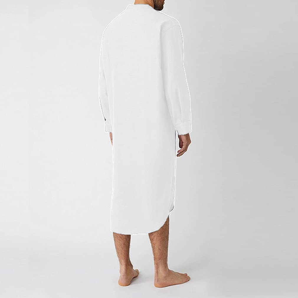 Camisón De Dormir para Hombre, Camisones De Manga Larga, CóModo, Grande Y Alto, con Cuello En V, Pijama Suave Y Suelto para El Hogar, Hospital, Loungewear