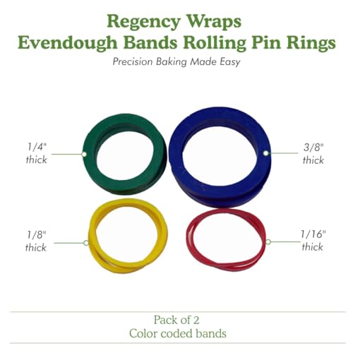 Regency Wraps Evendough Bands, Rolling Pin Rings for Rolling Dough to Precise Thickness for Pizza, Pies, Pastries, Pasta, Set of 4 sizes, Pack of 2