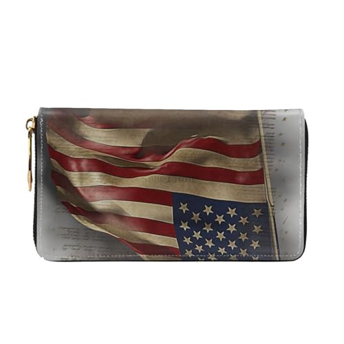 American Flag Women Wallets Leather Zip Around Clutch Purses Waterproof Credit Card Holder With Phone Holder Ladies Travel Coin Purse2