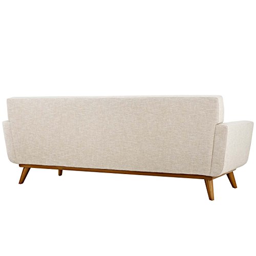 Modway Engage MidCentury Modern Upholstered Fabric Sofa in Beige