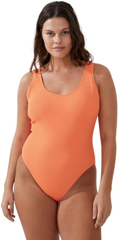 COTTON ON Women's Low-Back One-Piece Swimsuit (Pomelo Crinkle, Large) - Image 2