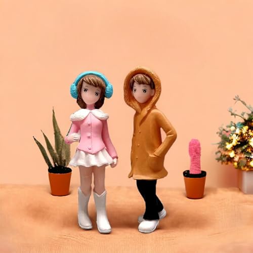 ascension Set of 1 Winter Couple Miniature Gift for Girlfriend Boyfriend Husband Wife Valentines Day Gifts Miniature for Home Bedroom, Living Room,Resin Love Cupid Miniature