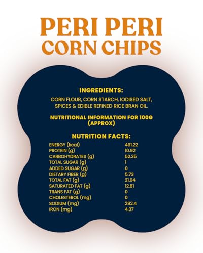 Image of SIYORA Peri Peri Corn Chips | Crunchy & Spicy Masala Snack | Multigrain Baked Chips | No Palm Oil, No Trans Fat, Zero Cholesterol | Ready-to-Eat Snack | 175 g