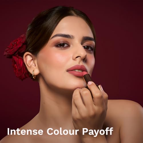 Image of Pilgrim Matte Me Up Bullet Lipstick 4.2g | Creamy, Lightweight, Bold, Non Drying | SPF 30 | Enriched With Hyaluronic Acid & Spanish Squalane | Lipstick for dusky skin tone | Pink Romance -14