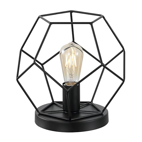 JONATHAN Y 10" Black Geometric Table Lamp, Midcentury Modern Metal Desk Lamp for Living Room Bedroom, White Marble Base, Glam Bedside Nightstand Light with LED Bulb (JYL1047B) by JONATHAN Y - Used condition - US$32.99