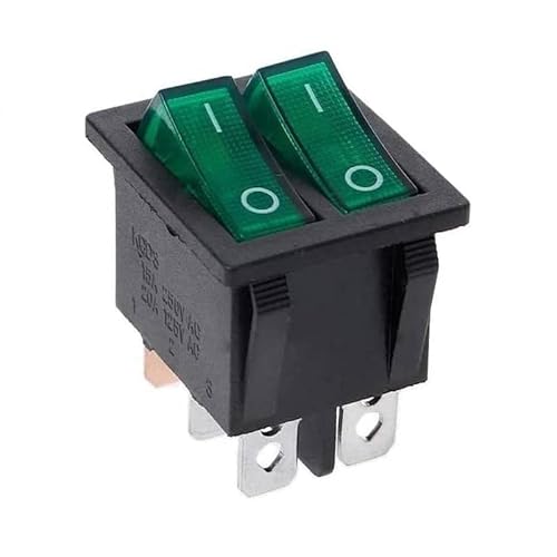 CABLEPELADO Interruptor basculante ON/OFF SPST 6 pines | terminales 16A 250VAC 20A 125VAC Luz Verde
