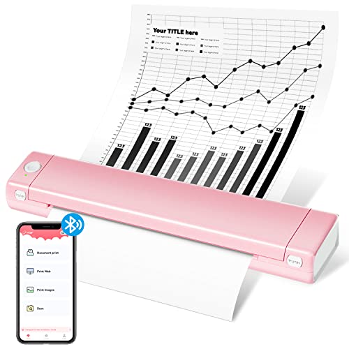 Odaro M08F Portable Wireless Letter Printer For Travel, Bluetooth Thermal Inkless Small Printer, Support 8.5" X 11" Letter Size Thermal Paper, Work With Laptop Phone And Pad - Pink #TOP5