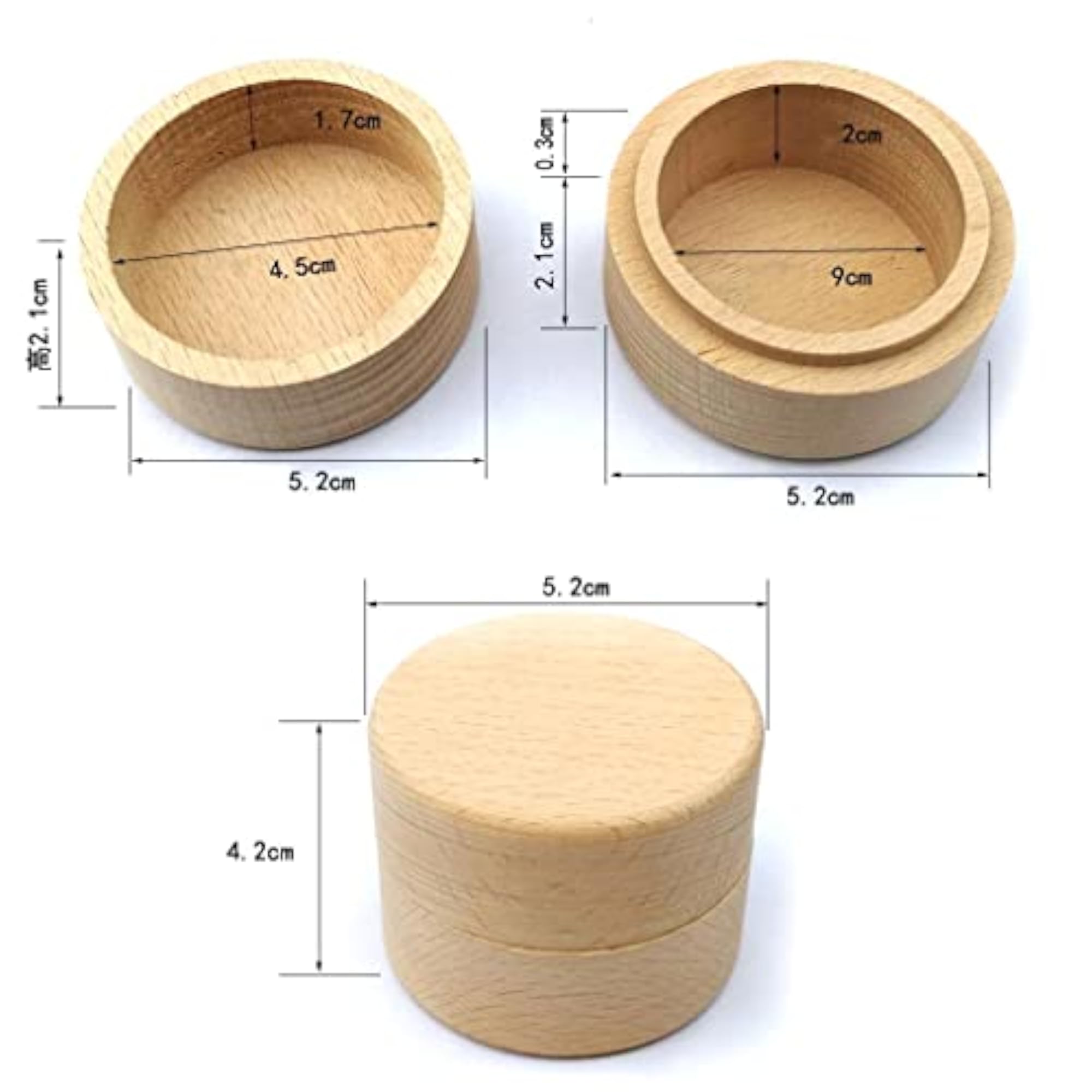 Vintage Wood Round Ring Box for Wedding Party