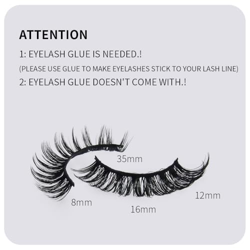 Russian Strip Lashes 7 Pairs Fluffy Wispy Faux Mink Eyelashes Cat Eye Natural Look D Curl False Lashes-R01 — view 3