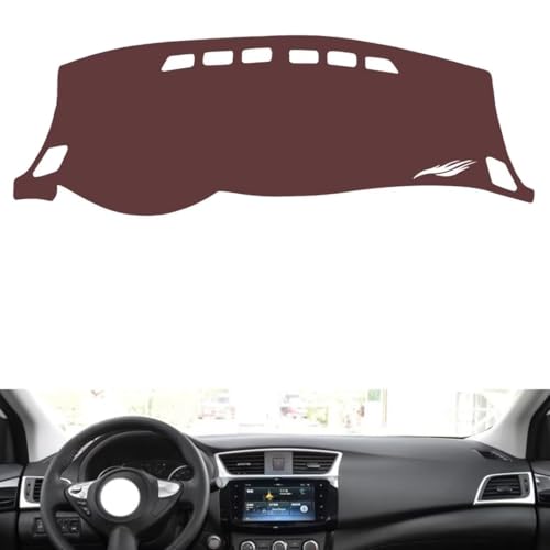 Anti-Slip Sun-Proof Dashboard Cover Compatible with Nissan New sylphy 2012-2019, Premium Leather (Brown)
