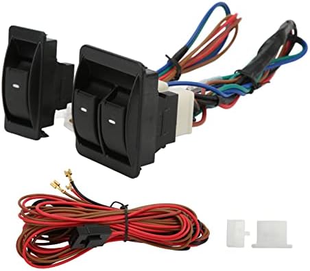 Aramox Universal Car Power Window Switch, 5pcs Universal Car Power Electric Window Switch Regulator Kits with Wiring Harness for 2 Doors