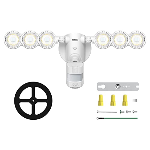 Image of SANSI 45W 6000LM Motion Sensor Outdoor Lights, IP65 5000K (White) | 4 Modes Motion Lights for Outside, 320 Wide Angle LED Flood Lights Security Lights for Soffit, Backyard, Garage, Yard, Porch