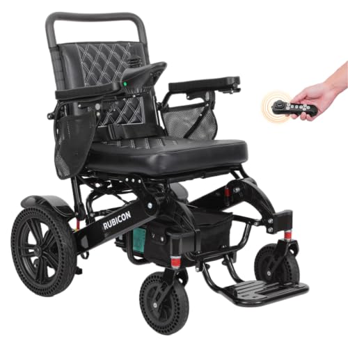 Image of Rubicon DX14 - Longest Range 30 Miles, Airline Approved Electric Wheelchair, Dual 12AH Lithium Batteries, 2x300W Motors, Leather Cushion, Foldable, Lightweight & Powerful (Model17)