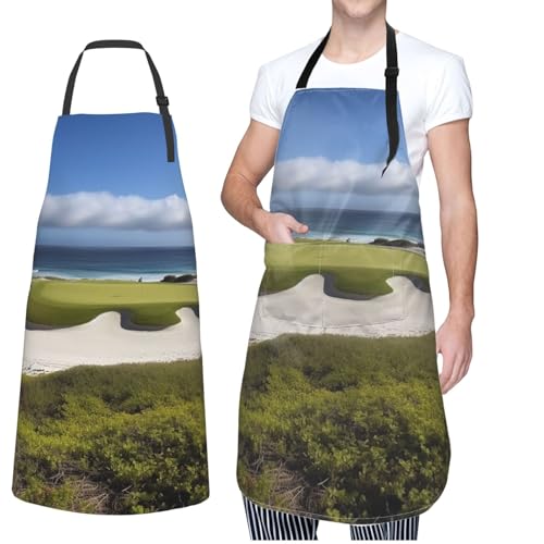 hihihihihihihihi Delantal impermeable con correa ajustable para el cuello, delantal de cocina Borjomi Kharagauli Parque Nacional Chef, babero para mujeres y hombres, Curso de playa, Taille unique