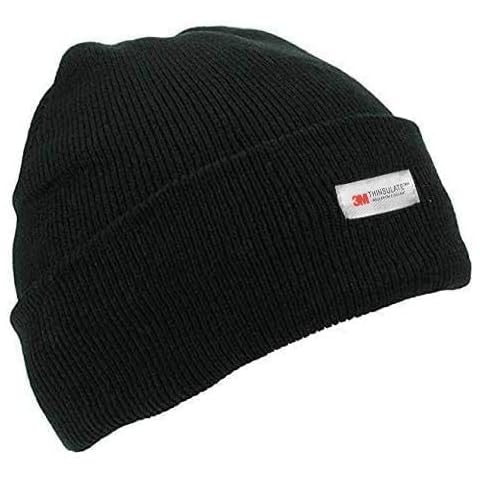 HeatGuard Mens Ladies Unisex 3M Thinsulate Winter Thermal Beanie Hat Black Cover