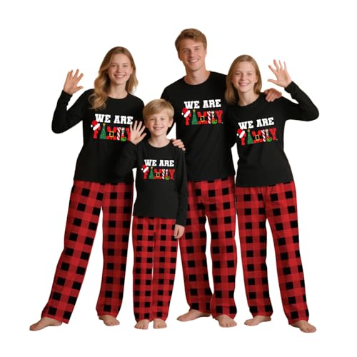 YWFULLBLUUM Family Christmas Pajamas Matching Set Holiday Christmas Party Family Pajama Set Xmas PJs Sets