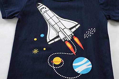Image of Little Boys Short Set Pajamas for Boys 100% Cotton Toddle Firetruck Dinosaur Sleepwear Summer Clothes Size 2-7T