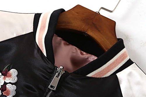 Women's Floral Phoenix Embroidered Reversible Bomber Jacket Black Red - Image 7