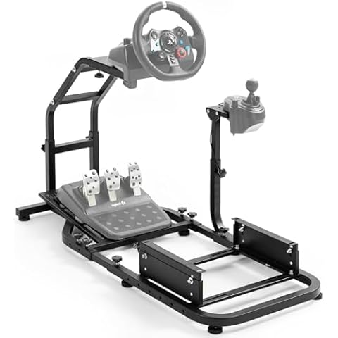 Marada Standing Racing Simulator Cockpit Racing Wheel Stand Fit for Logitech Thrustmaster Fanatec G25 G27 G29 G920 G923 T300 T500 T300RS Adjustable Steering Wheel Stand,Without Wheel Pedal & Shifter Cover