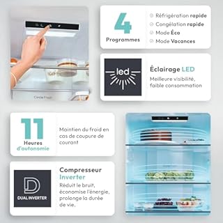 Candy - Réfrigérateur Combiné - 2 Portes - Classe Énergétique E - Technologie Total No Frost Circle+ - Blanc - 235L (Réfrigérateur) + 120L (Congélateur) - 185 x 59,5 x 66,7 cm - Modèle CNCQ2T618EW
