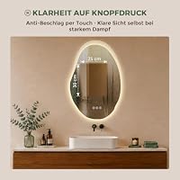 S'AFIELINA Badspiegel mit Beleuchtung 48 × 72 cm, Rahmenlos, asymmetrisch – Ansicht 4