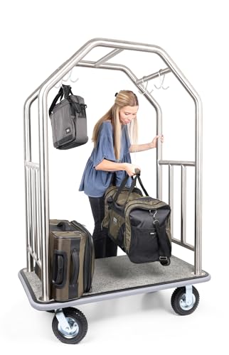 Grand Lux Stainless Steel Luggage Cart 1000lb, Grey Bumper