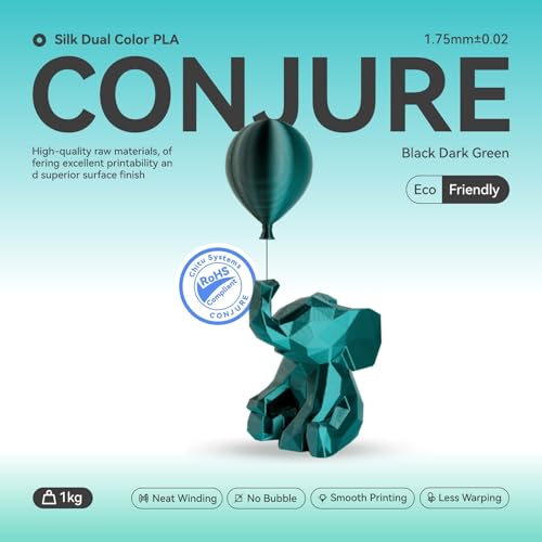 Image of Chitu Systems Conjure Silk Black Dark Green PLA, Christmas Dual Color Filament, Reusable Spool Compatible with Bambu Lab Refill Filament,1.75mm 3D Printing Filament 1KG /2.2lb