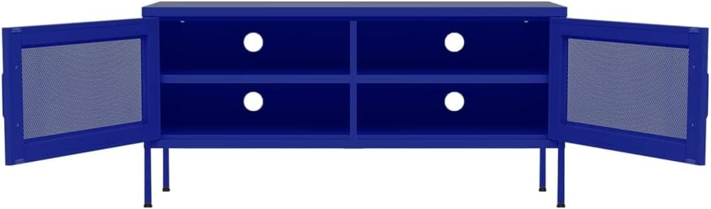 vidaXL TV Stand, TV Stand for Living Room, Sideboard with Storage, Entertainment Center Media Unit Cupboard, Industrial, Navy Blue Steel