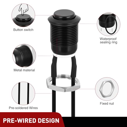 Image of Nilight 12mm Momentary Push Button Switch 6PCS with Pre Wired Harness
