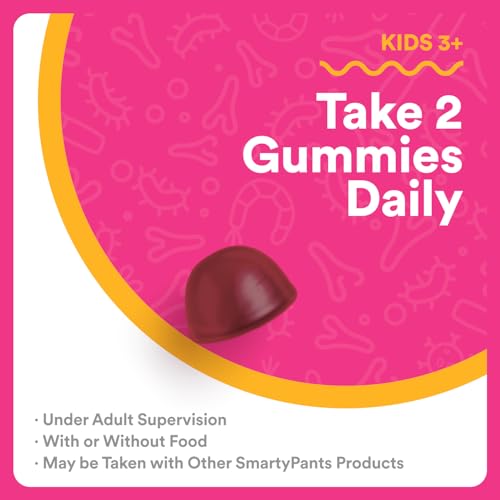 SmartyPants Kids Probiotic & Prebiotic Gummies for Digestive Health: Gut Health Supplement, Clinically Studied Prebiotic for Immune Support, Grape, 60 Count (30 Day Supply) - Thumbnail 7