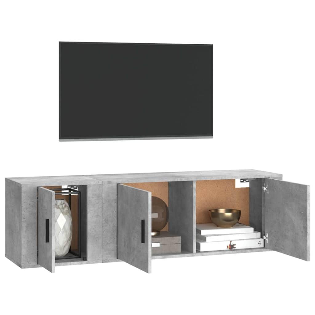 Genérico Set de Muebles de TV 2 pzas Madera contrachapada Gris hormigón,Mobiliario,Muebles TV,Gris,29.45 kg,3188426
