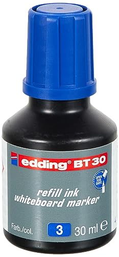 edding BT 30 tinta de recarga para marcador de pizarra blanca - azul - 30 ml - con sistema capilar, ideal para una recarga limpia y fácil de casi cualquier marcador de pizarra blanca edding