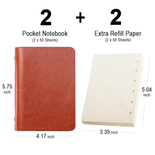 Notebook A6 de cuero con recambios pack de 2 diarios ejecutivos marrón 2