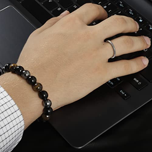 Triple Protection Bracelet For Women - Tiger Eye Bracelet Men, 10 Mm Healing Protection Crystals, Hematite Crystal Beads Of Hematite Bracelet, Black Obsidian Bracelet (Amethyst Necklace Gift) #TOP4