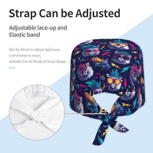 Image of Adjustable Scrub Cap with Sweatband, Breathable Working Hat for Men /Women