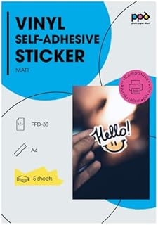 PPD 5 Sheets A4 Inkjet Printable Matt Self Adhesive Vinyl Sticker Paper Waterproof PPD-38-5