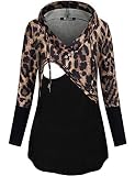 Quinee Leopard Print Tops for Women, Latched Mama Pullover Nursing Sweatshirts for Breastfeeding Col