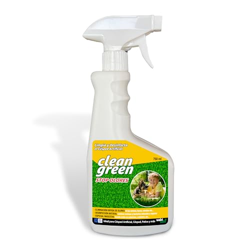 GREEN CLEAN Higienizador Cesped Artificial, Limpiador de Césped Artificial y Eliminador de Olores de orina y heces de mascotas - 750ml - Seguro para Niños, Aroma Refrescante