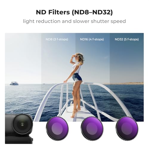 Image of K&F CONCEPT ND CPL Filter Set Compatible with DJI Osmo Nano Vlogging Camera, 4 Pack ND8 ND16 ND32 CPL Neutral Density light Reduction Polarizing Action Camera Accessories, Multicoated HD Optical Glass