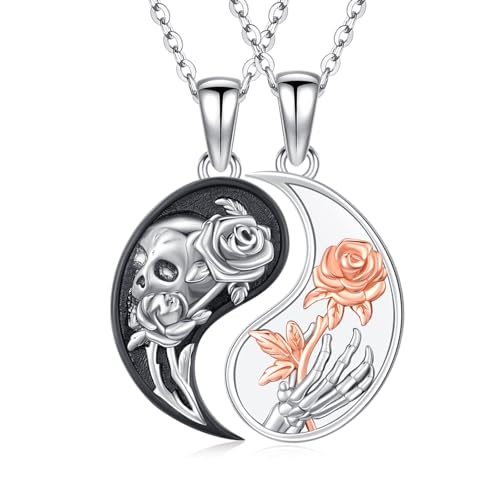 OHAYOO Yin Yang Necklace 925 Sterling Silver Pendant Chain Couple Necklaces for Her and Him Jewellery Gifts for Women Men Couple, Standard, Sterling Silver, No Gemstone