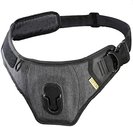 Cotton Carrier Slingbelt with Tether for One Camera. Camera Harness for Hiking and Traveling for Hands-Free Carrying