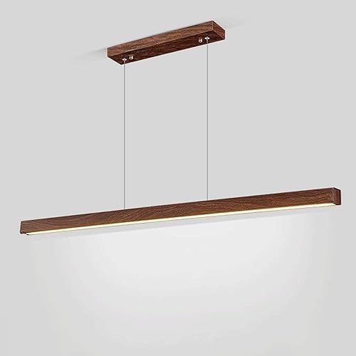 Lámpara colgante de grano de madera, lámpara colgante de metal lineal, moderna lámpara LED de 6000 K, lámparas de suspensión para sala de estar,