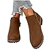 Womens Fashion Suede Ankle Boot Comfort Lug Sole Slip-On Shoes Round Toe Chunky Heel Western Bootie with Zippers Brown