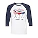 TeesAndTankYou Red Wine and Blue Three-Quarter Raglan Sleeve Baseball Shirt Unisex X-Small White/Navy