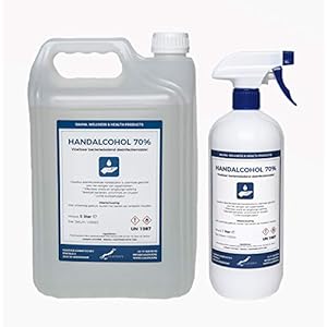 Hand Alcohol Desinfectie Spray 70% Gedenatureerd met IPA, MEK en Bitrex – 1 liter met spraykop + 5 liter