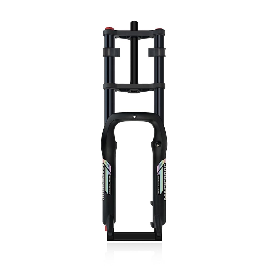 WIQUYBML 20/26 Inch Fat Bike Air Suspension Fork 4.0 Tire Mountain ForkTravel 190mm 1-1/8" Straight Snow/beach/electric Front 9 * 135mm QR Damping Adjust(Black A,26in)