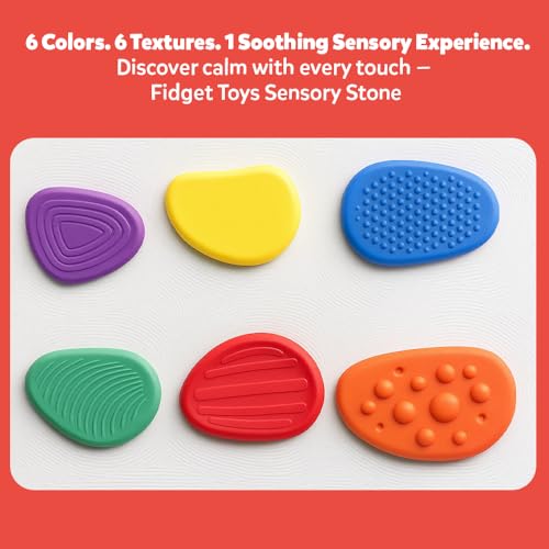 Image of Abley's Sensory Stones for Autism Support, Colorful Textured Fidget Toys, Tactile Stimulation Set with 6 Different Patterns, Educational Development