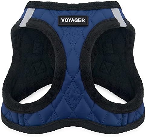 Voyager Step-In Plush Dog Harness – Soft Plush, Step In Vest Harness for Small and Medium Dogs by Best Pet Supplies - Royal Blue Faux Leather, L (Chest: 18 - 20.5")